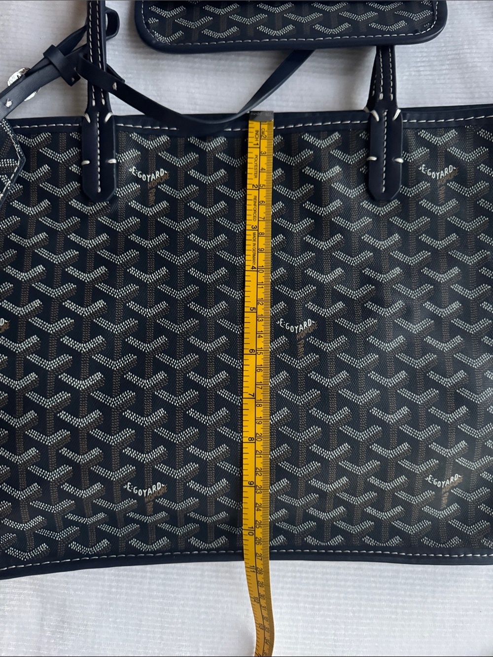 Navy Patterned Tote with Double Top Handles - Picture 8 of 8
